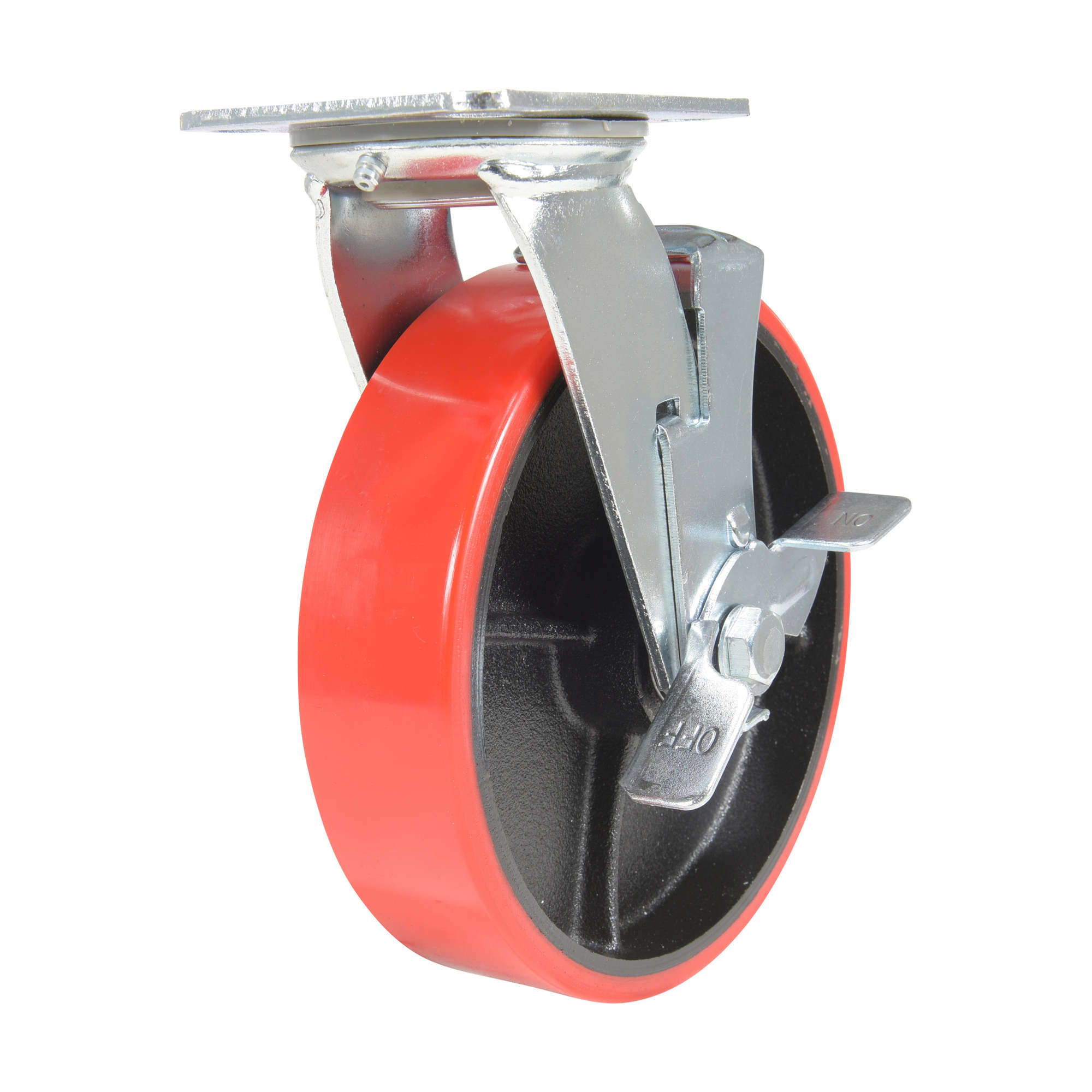 Vestil Polyurethane Swivel Caster with Brake - 8in. x 2in., 1474-Lb. Capacity, Non-Marking, Model# CST-VE-8X2PU-SWB